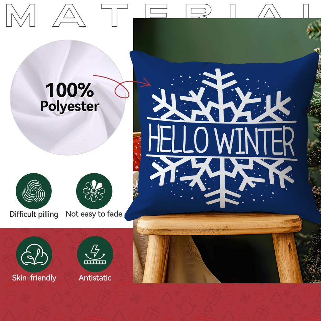 Christmas Snowman And Dwarves Pillowcase Bedroom Sofa Cushion Cover 100% Polyester Living Room Cushion Pillowcase Home Decor
