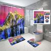 Schneeberg Duschvorhang-Set Schöne Naturlandschaft Duschvorhang Rutschfeste Badematte Toilettendeckelbezug Für Badezimmerdekoration