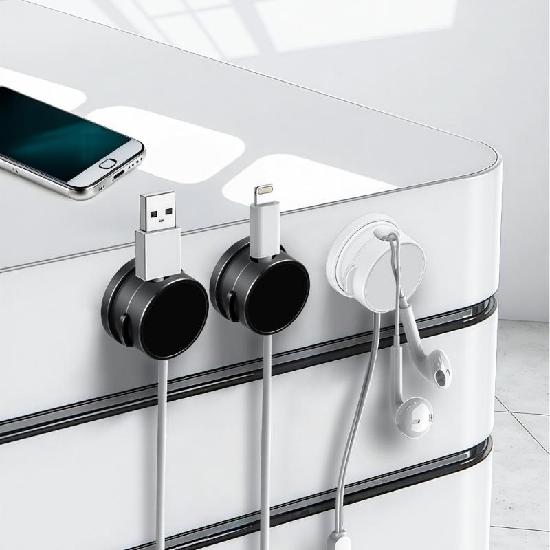 6Pieces 360 Degree Rotating Cord Keeper Magnetic Cable Organiser Adhesive Cable Clip For Desk Cable Cord Management