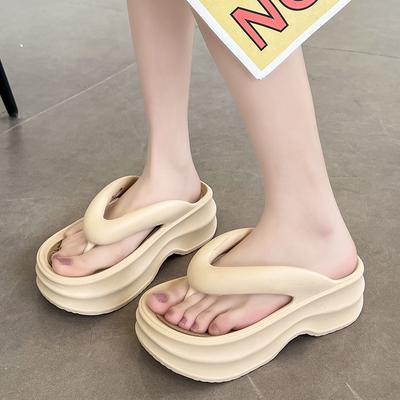 Moda 2025 Nova Chegada Chinelos de Plataforma Mulher Chinelos de Verão Femininos Sapatos de Salto Alto Cores Misturadas Sola Macia Meninas Praia Rua Slides