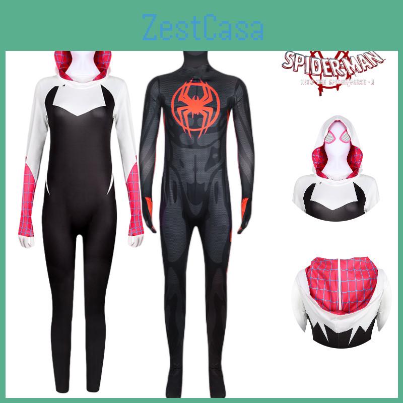 2023 Spider-man Miles Gwen Cosplay Costume Women's Spider-man Jumpsuit Milk Silk Fabric
