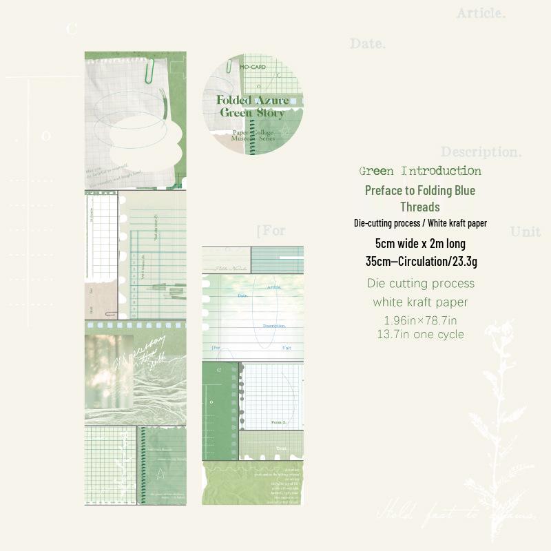 Клейкая лента Mo Mo Bai из крафт-бумаги с высечкой: Коллажная основа для ретро-дневника - 6 стилей