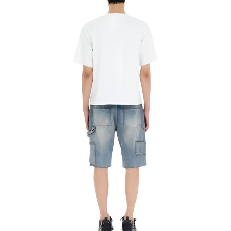 We11done Ss25 Crystal Pattern Round Neck Sports Short Sleeve T-Shirt Unisex T-Shirt White WD-TT1-25-755-U-WH