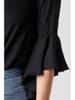 European and American V-Neck Trumpet Sleeve Chiffon Top - Tie-Up Backless Design