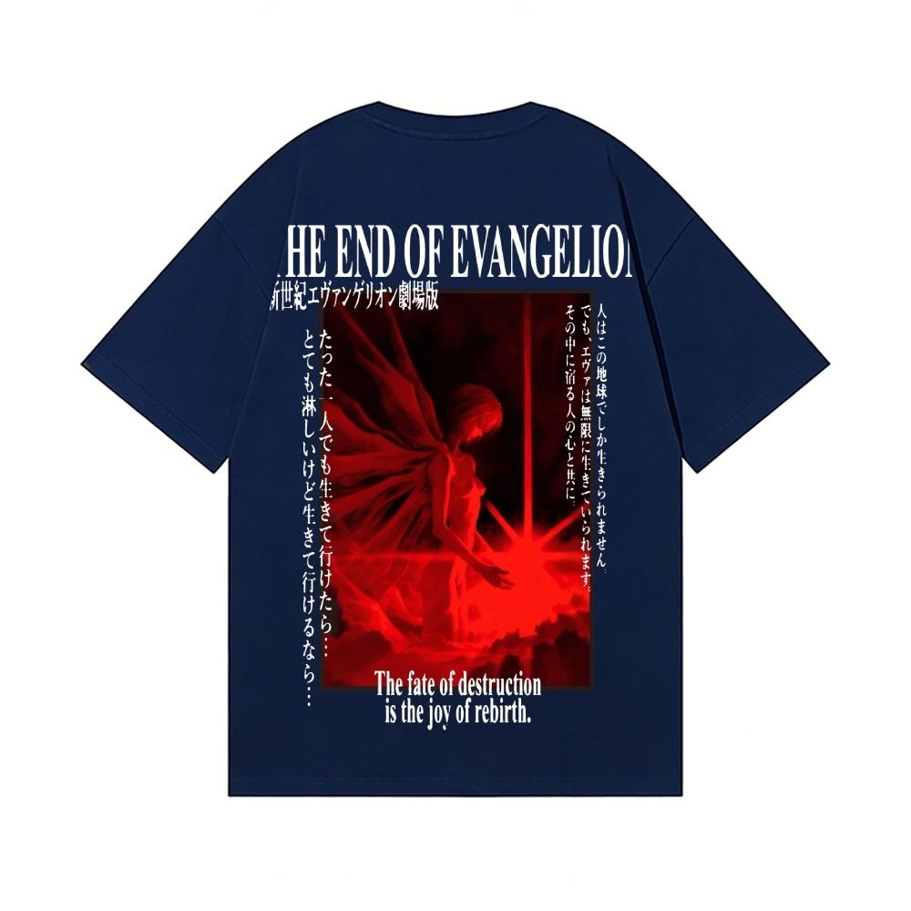 Neon Genesis Evangelion Nadruk z tyłu Bawełniany T-shirt Streetwear Odzież męska Koszulka letnia