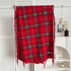 Xiaohongshu Women's Red Plaid Christmas Scarf - High-End Imitation Cashmere Tassel Neck Warmer for Autumn/Winter Holidays