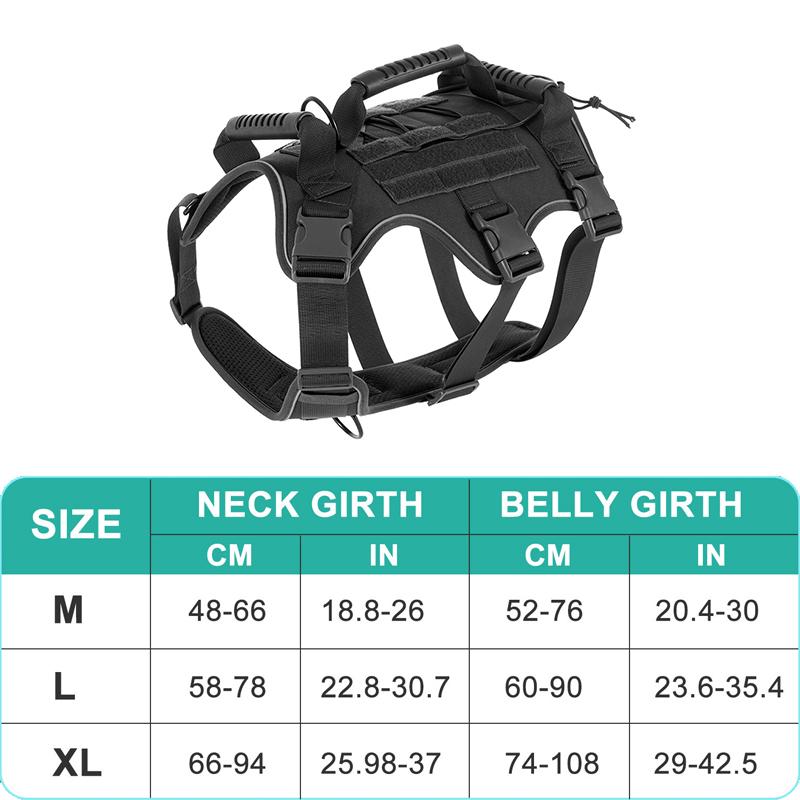 Heavy Duty Tactical Reflective Military Dog Harness Vest For Large Dogs Working Dogs With Handle Easy Control Adjustable Harness
