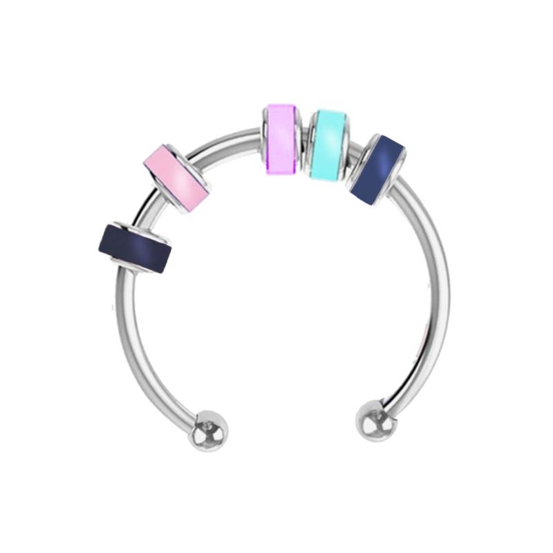 Элегантные кольца Кольца-спиннеры с бусинами Разноцветные кольца-спиннеры с бусинами Кольца из нержавеющей стали Открытые регулируемые украшения для женщин