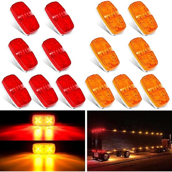 TL-03 10 PCS 3/4” Round Clearance Front Rear Side Indicator Bullet Marker Light for Truck RV Car Bus Trailer Van Caravan Boat (12V, Amber)