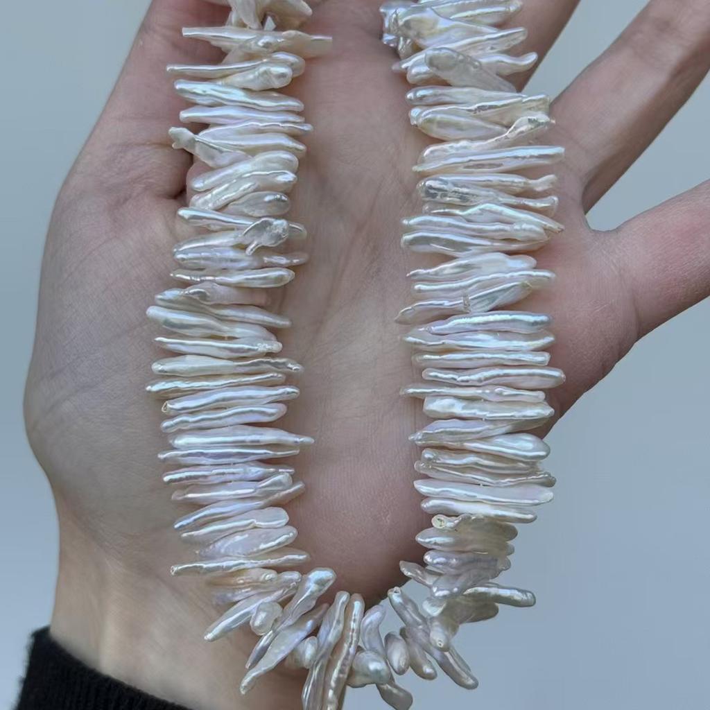 1 Ficelle, Perles d'Eau Douce Naturelles Blanches, Perles Baroque à Trou Horizontal, pour la Fabrication de Colliers, Bracelets, Bijoux Artisanaux, Longueur 36 Cm