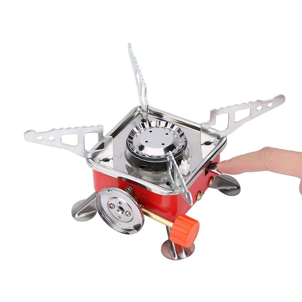 Portable Camping Stove, Outdoor Gas   Folding Metal Stove with 4 Foldable Brackets for Even Ht Distribution Lightweight Compact for Camping Hiki