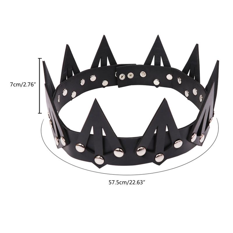 Gothic Queen Tiara Leather Spiked Crown Cosplay Costume Carnival Fancy Dress