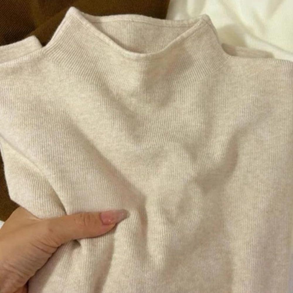 **Soft Knit Long Sleeve Base Layer Women Winter Sweater Korean Style Minimalist Layering Top**