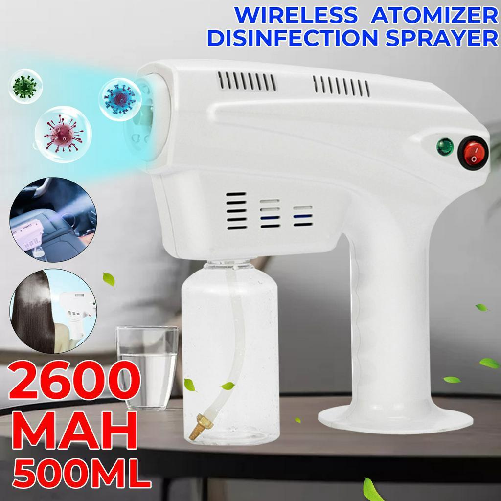 

Беспроводной перезаряжаемый нано-распылитель дезинфицирующего средства с синим светом 2600 мАч вилка UK/US/EU белый 800 мл 220v