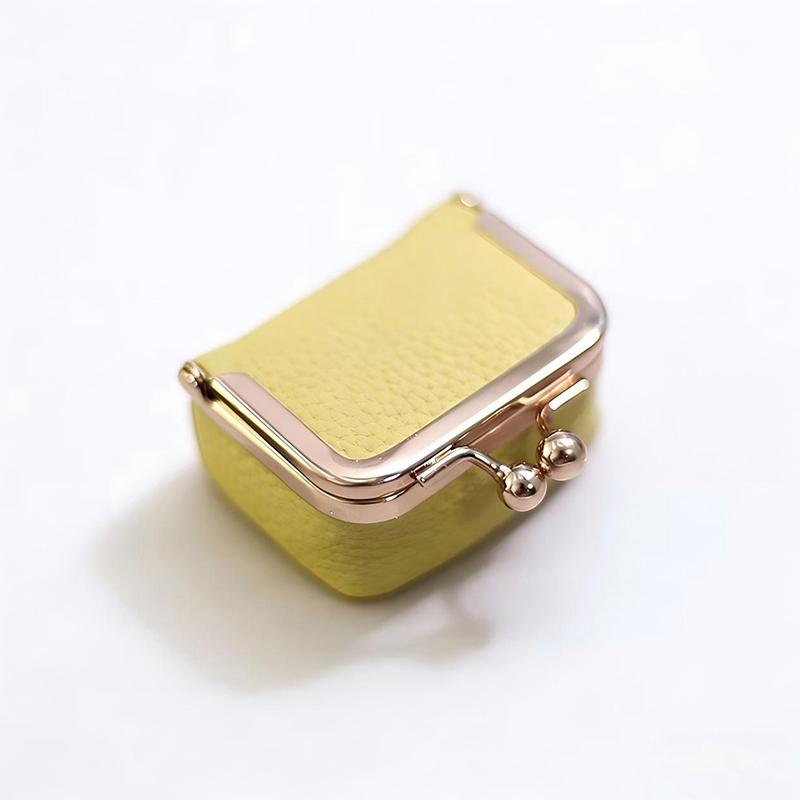 PU-Leder Kiss Lock Münzbörse Unifarbene Multifunktionale Mini Kleine Gegenstandstasche Schmucktasche Quadratisch Schlüssel Lippenstifte Ohrringe