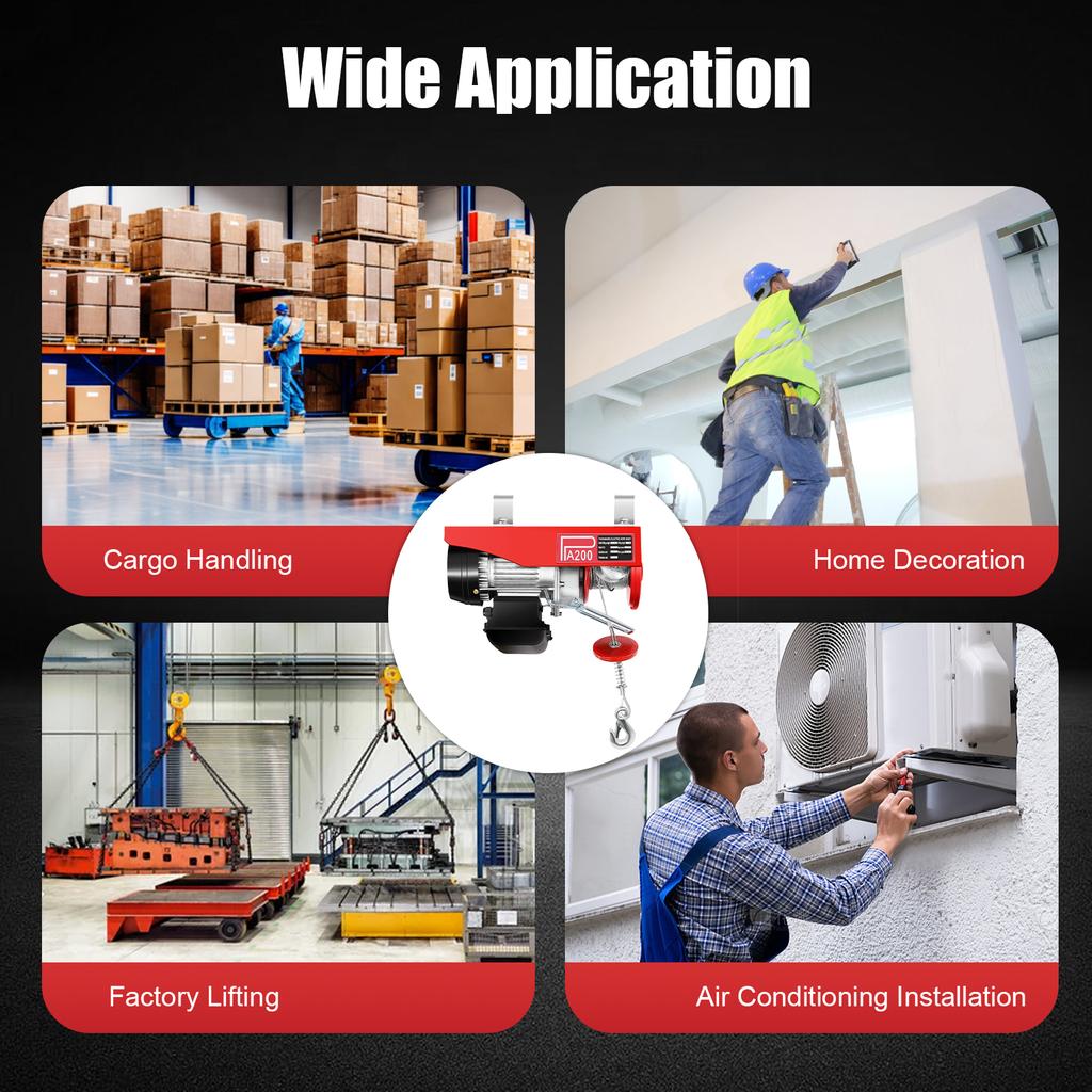 Electric Hoist, 440lbs Electric Winch, Electric Lift, 110V Electric Hoist with Remote Control & Single/Double Slings for Lifting