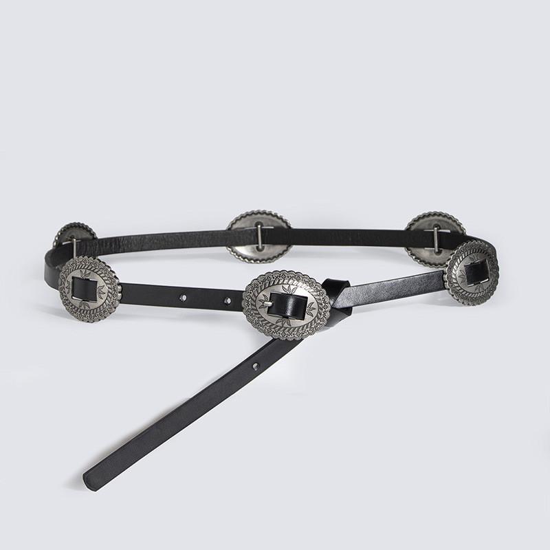 Retro Western Belt For Women With Pu Material And Irregular Shape Buckle For Vintage Fashion