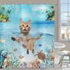 Funny Cute Puppy Animal Pattern Shower Curtain 180x 180cm, Kids Bathroom Decorative Shower Curtain Waterproof