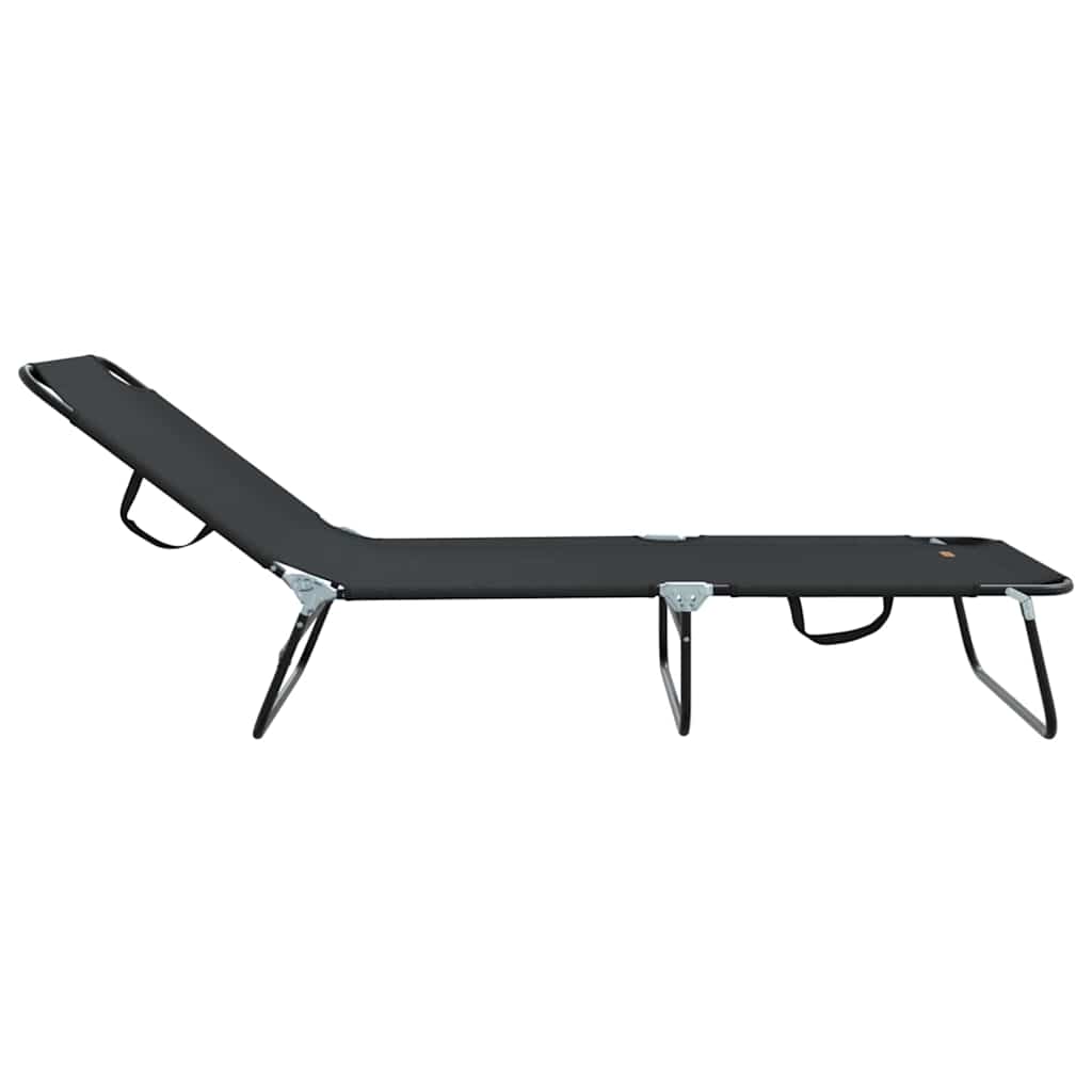 Folding Sun Lounger Black 188 X 57 X 86.5 Cm Polyester