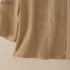 ZANZEA Women Casual Round Neck Solid Color Loose 3/4 Sleeve Blouse