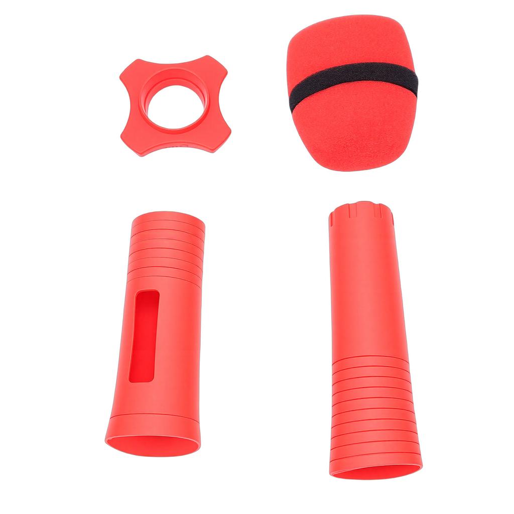Silicone Wireless Microphone Handle Sleeve Anti Fall Mic Protection Cover with Windscreen Anti Slip Ring for KTV Home
