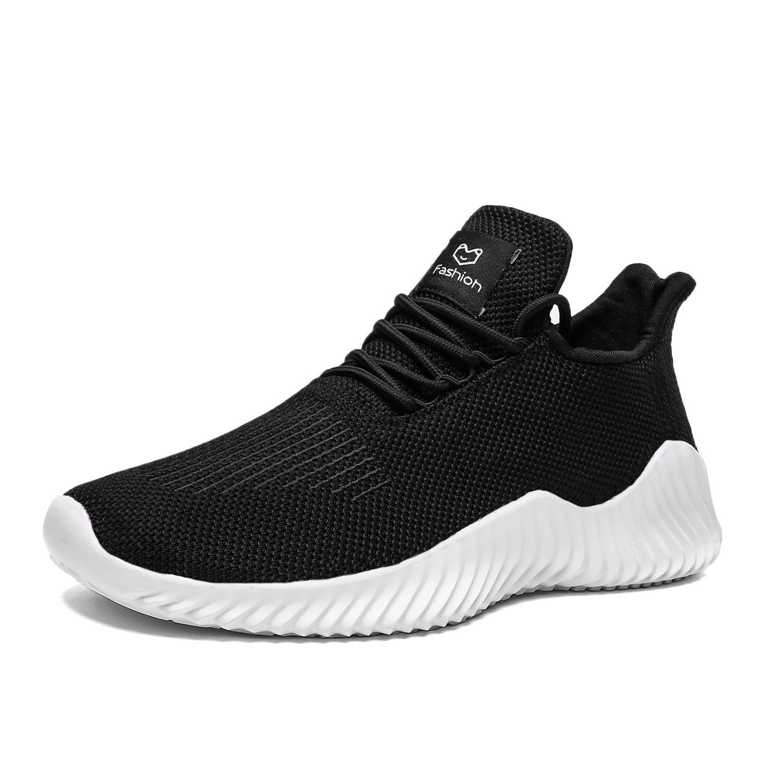 

2025 men s shoes 2021 Douyin white background black shoes men s sports breathable fly-woven mesh shoes running shoes 556 47
