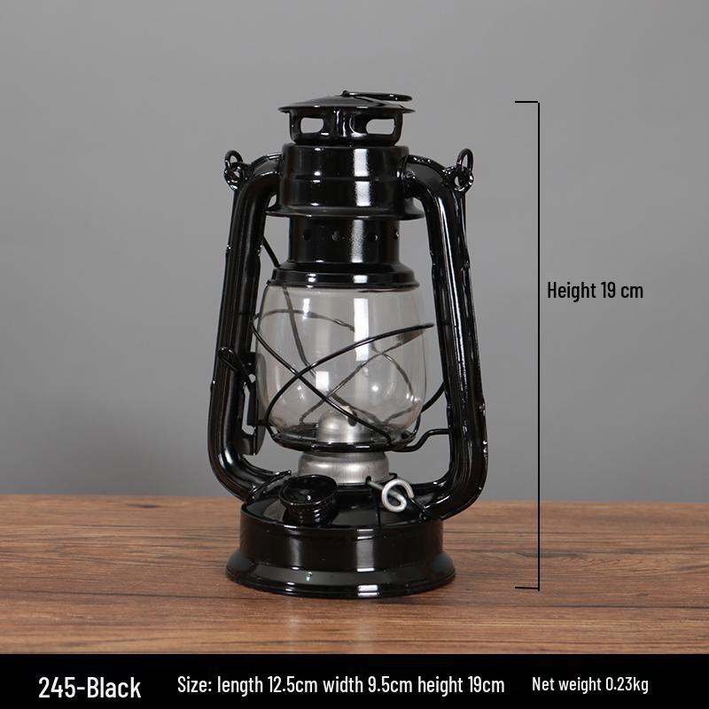 Vintage Wrought Iron Kerosene Hurricane Lamp - Nostalgic Camping Decor & Photography Prop