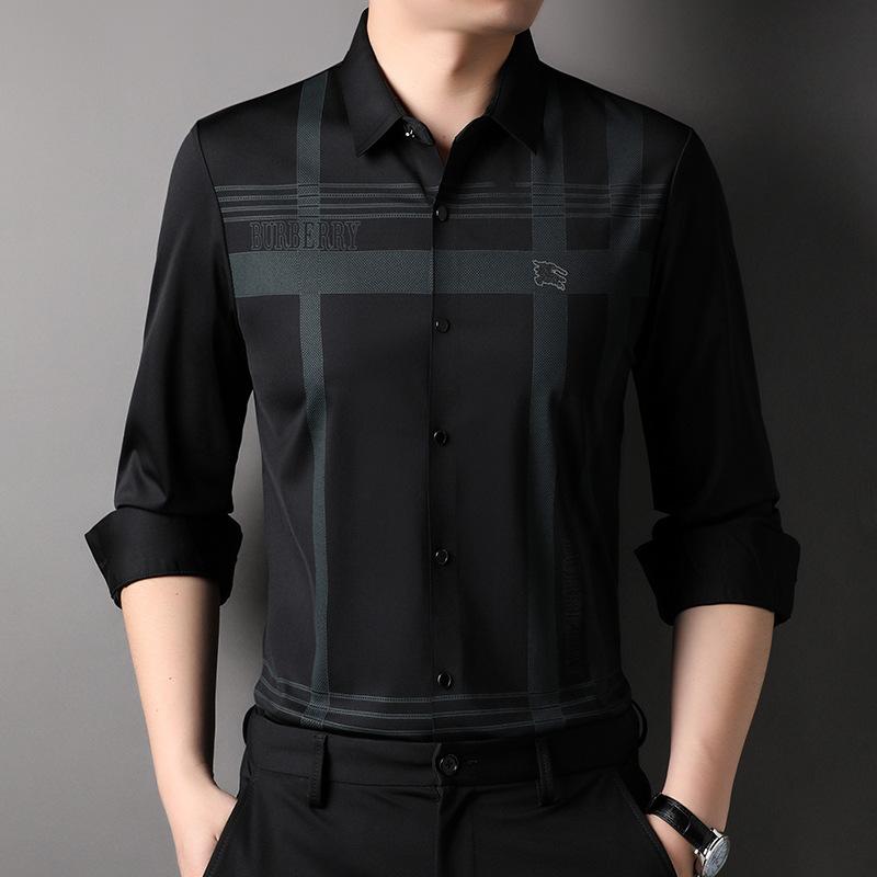 

Весна и осень Новая однотонная рубашка с длинными рукавами для мужчин Модная повседневная бесшовная рубашка-кардиган для мужчин среднего возраста 4XL