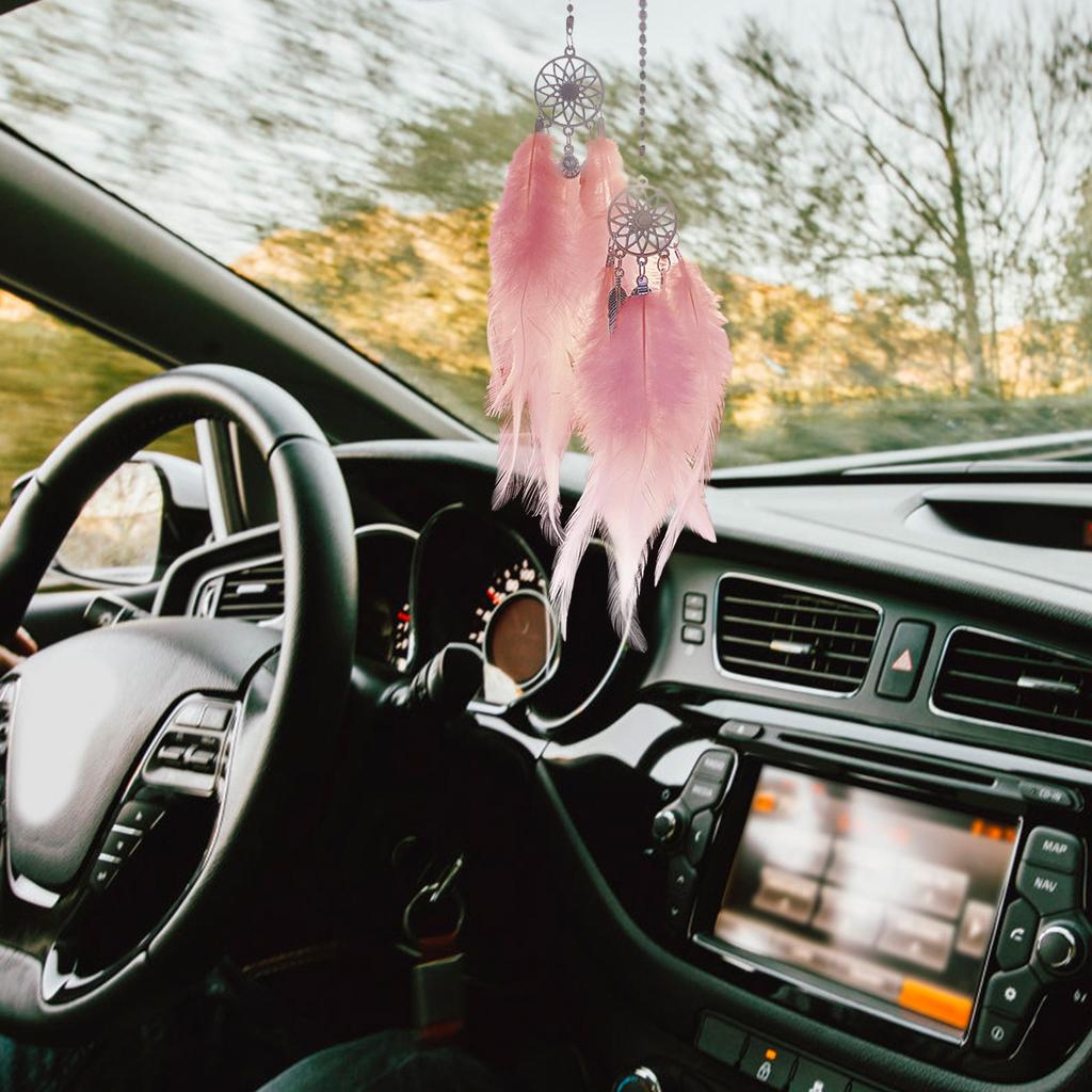 Mini-Traumfänger, Auto-Innenraum, Rückspiegel-Behang, Auto-Charms, Anhänger, Doppel-Windspiele, Auto-Dekor-Zubehör, mehrfarbig