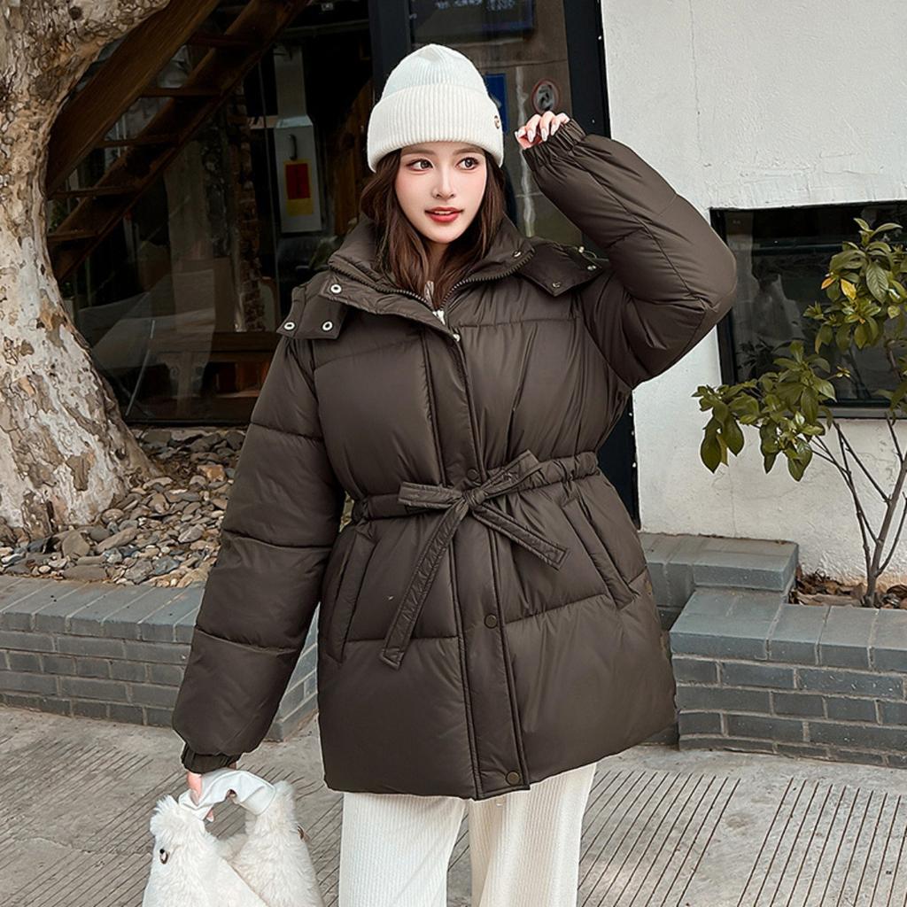 Winter New Mid-length Padded Parka, Korean Style Loose Thickened Waist-cinching Slimming Cotton Coat Jacket