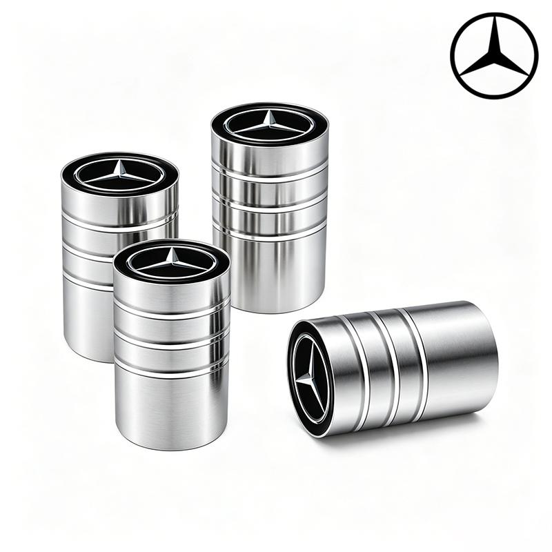 LXT3 4Pcs Metal Car Tire Valve Caps Waterproof Dustproof Anti-leak Air Accessories For Mercedes-Benz GLC X253 X254 C-Class W205 W206