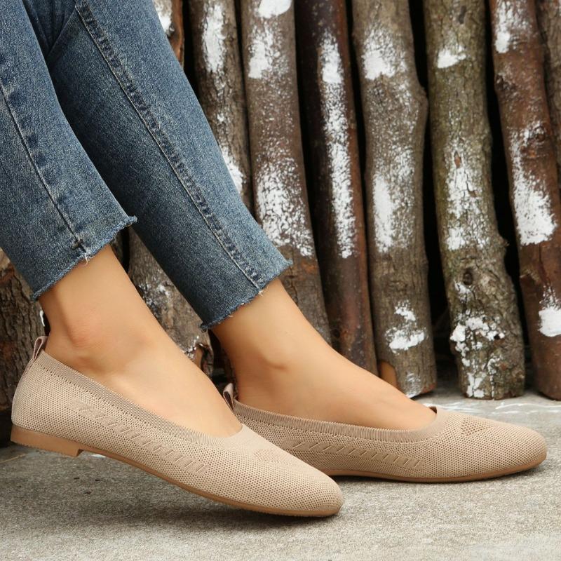 European and American Shallow Mouth Single Shoe Women's 2024 Spring and Autumn New Round Toe Low Heel Casual Mesh Flat Shoes