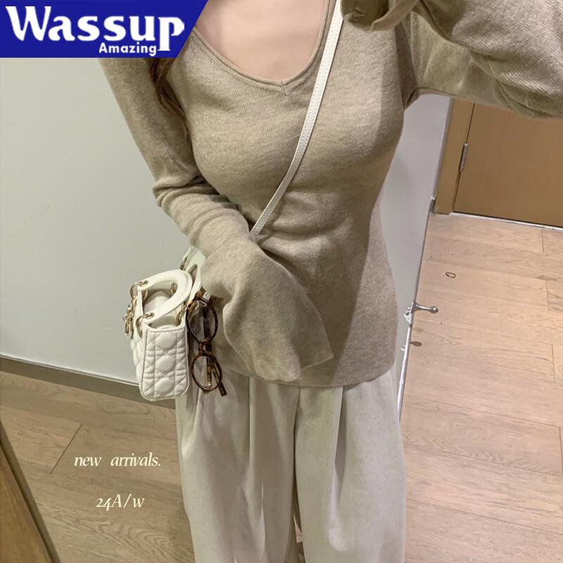 WASSUP AMAZING V-Neck Slim-Fit Knit Sweater