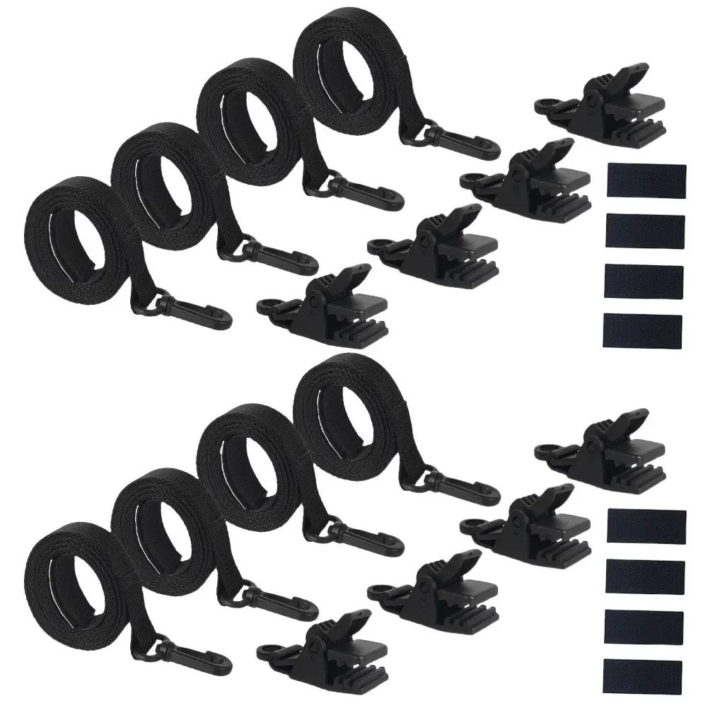 24 Pcs Solar Blanket Straps Kit Including 8 Straps 8 Clips and 8 Fastener Solar Cover Reel Strap Kit for In-Ground Swimming Pool