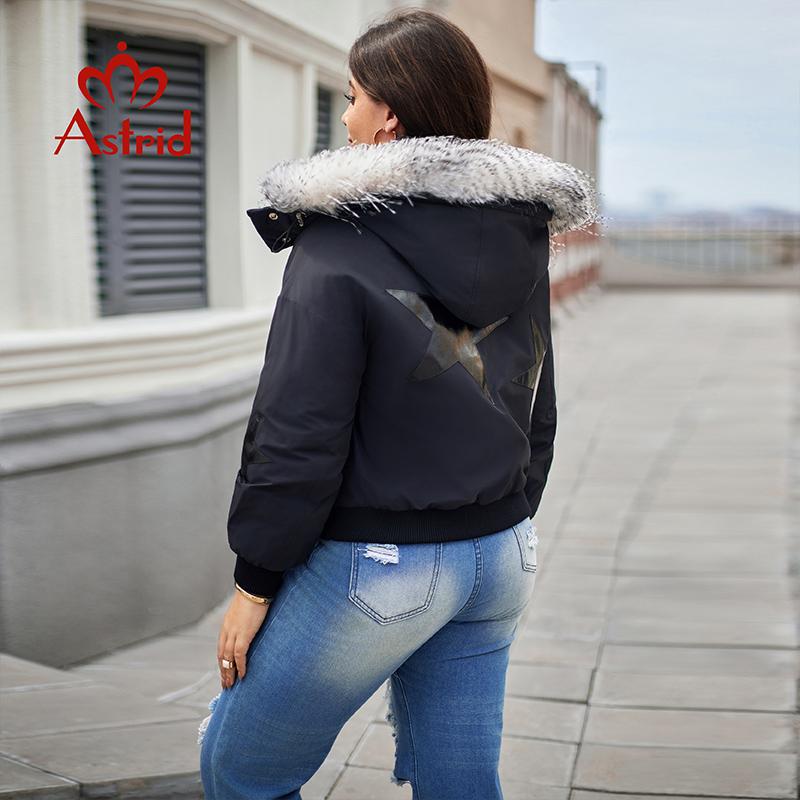 Astrid Women's Winter Down Jacket Plus Size Fashion Short Jacket Girl Thick Print Warm Female Parka Coats Fur Collar Hood AR-30192