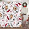 Christmas Shower Curtain Funny Santa Claus Shower Curtain Retro Xmas Holiday Washable Bathroom Decor Bath Curtain With Hooks