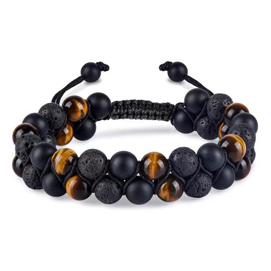 

Браслет з намистин Регульований Подвійний шар Потрійний захист Еластична мотузка Приносить удачу Подарунки Чоловіки Жінки Натуральний Штучний Тигровий чорний