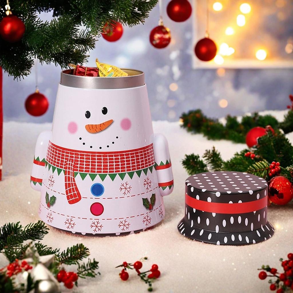Christmas Cookie Tins with Lids for Gift Giving Small Xmas Tin Containers Round Metal Christmas Tins Empty Cookie Jar
