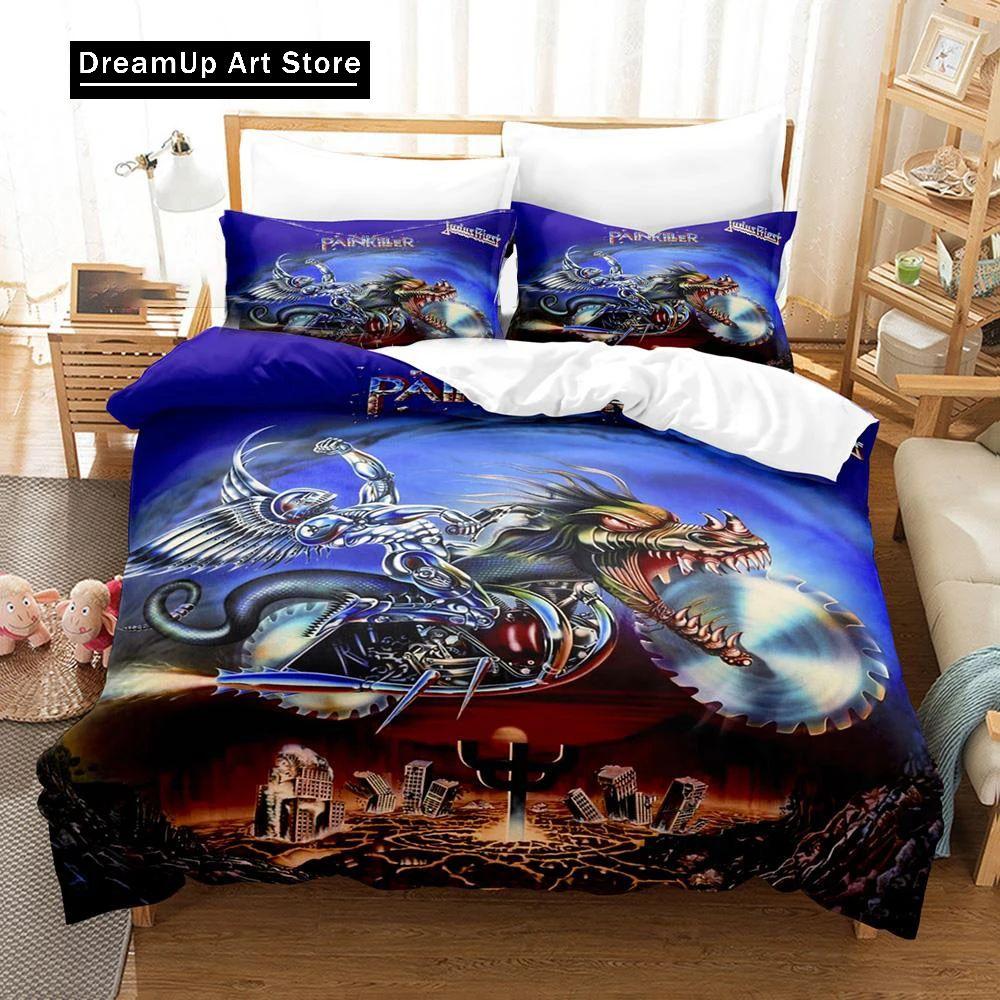 3D Print Judas Priest Bedding Set Boys Girls Twin Queen Size Duvet Cover Pillowcase Bed Kids Adult Fashion Home Textileextile