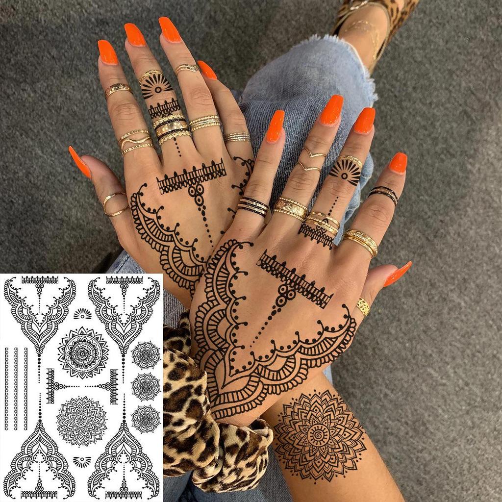 Cross Henna Art Temporary Tattoo Sticker for Arm and Neck