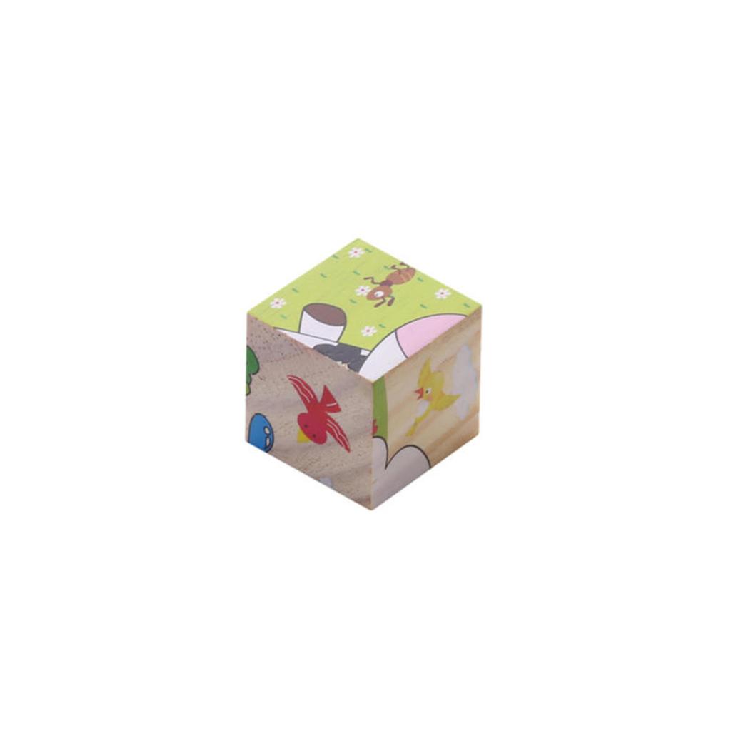 Kindergarten Wooden Blocks Toys Children Cartoon Six Side Cube Jigsaw Puzzles Game Farm Animal Cognize Early Learning Educational Toys