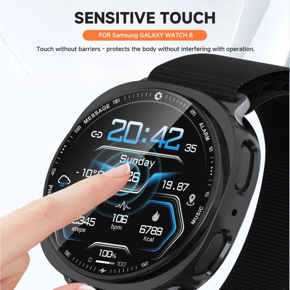 Pouzdro s ochranou displeje pro Samsung Galaxy watch 8 44mm 40mm Měkký TPU kryt displeje Všestranný ochranný rámeček Příslušenství