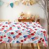 Independence Day Flower Wreath Waterproof Rectangular Tablecloth Red Blue Flower Star USA Flag Tables Cover for Dinner Kitchen