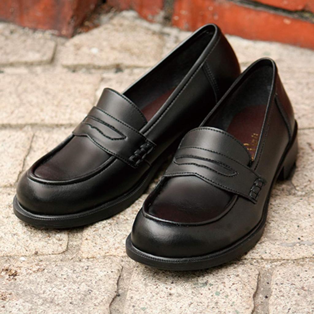 [Yasashii Shoe Studio Belle & Sofa] Coin Loafers A6407 (22.5cm, Black)