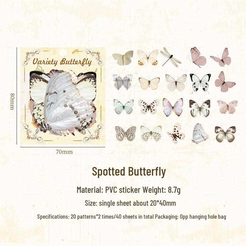 Yuezhen Exclusive Waterproof Butterfly Wing Journal Stickers - Retro Pack for Kids