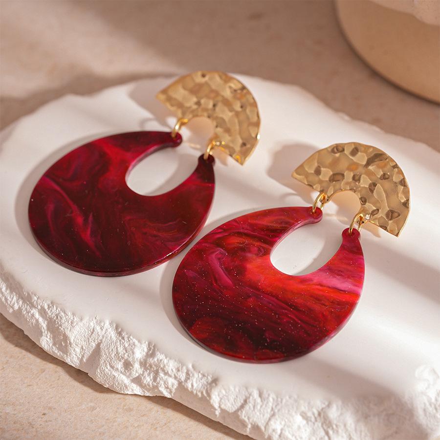 Преувеличенные Красные Смоляные Серьги-Гвоздики в Форме Буквы U с Эффектом Развода Ankara Винтажные Серьги