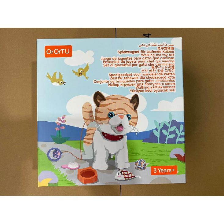 OR OR TU Walking Talking Toy Cat with Remote Control Leash, Plush Pet Electronic Interactive Toys for Kids, Wag Tail, Singing, Pretend Dress Up