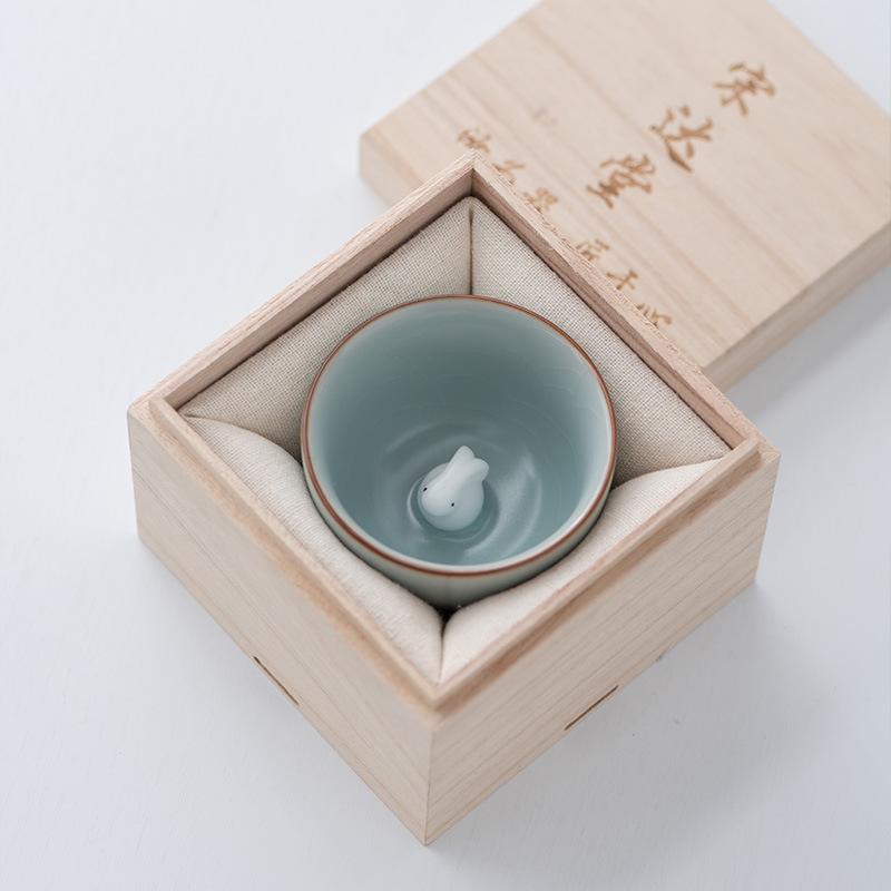 

Song Datang Tianqing Ru Kiln Cup Master Cup Handmade High-end Teacup Master Famous High-end Tea Tasting Cup Kung Fu Tea Set