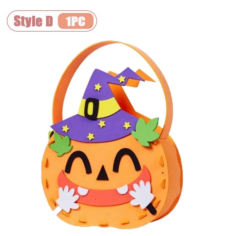 1-10PCS Children Halloween Felt Pumpkin Candy Bag Hand Carry Trick or Treat Gift Tote Party Favor Goodie Sack Cute