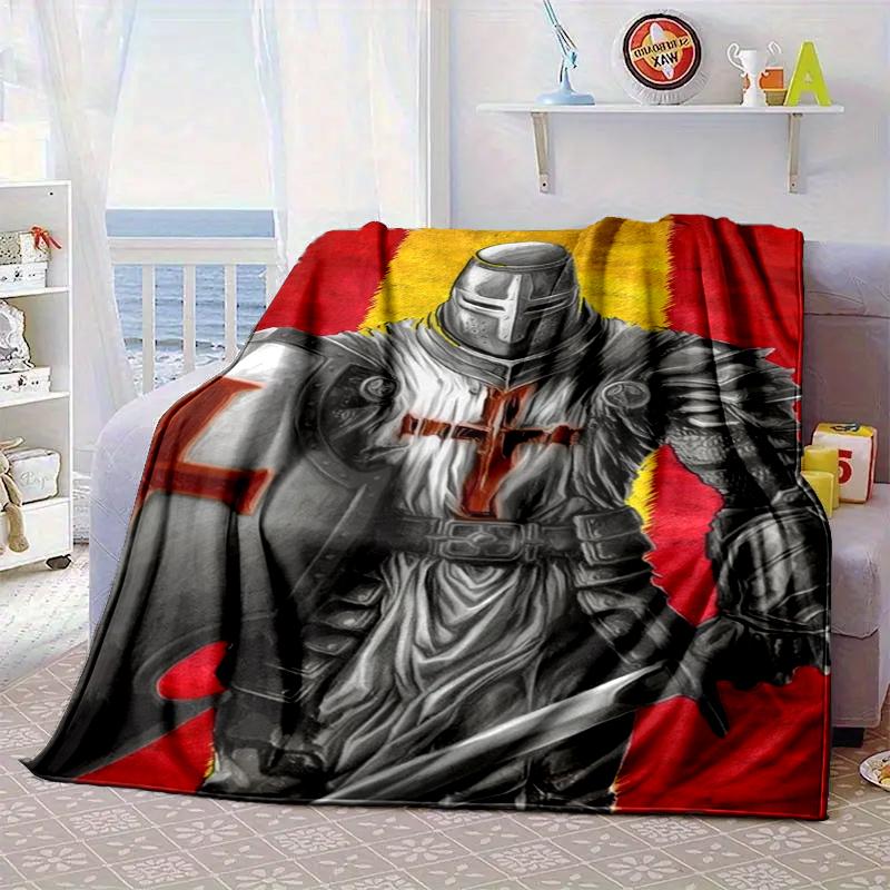 Knightly Crusader Armor Blanket Flannel Blanket for bed, sofa, Camping, Hiking, Picnic Essentials, gift for family Fan gifts